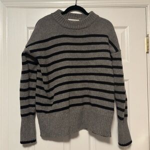 La Ligne Striped Crewneck Sweater Gray Black Cashmere  Wool Blend Size Small